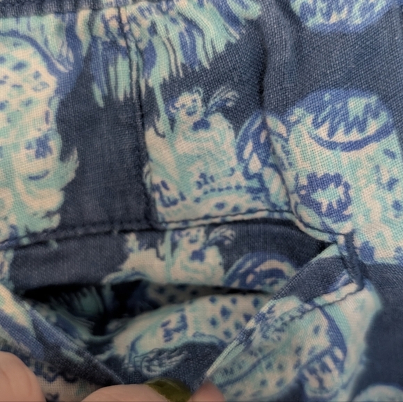 Lilly Pulitzer XS Florita Linen Pant Deep Indigo Elephants Blue White Pull On - Picture 7 of 15